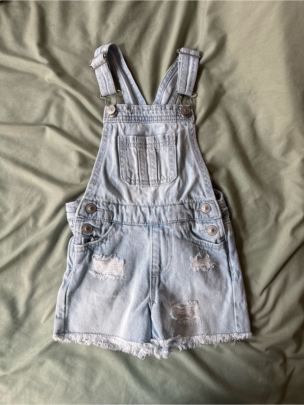 Light wash denim overalls